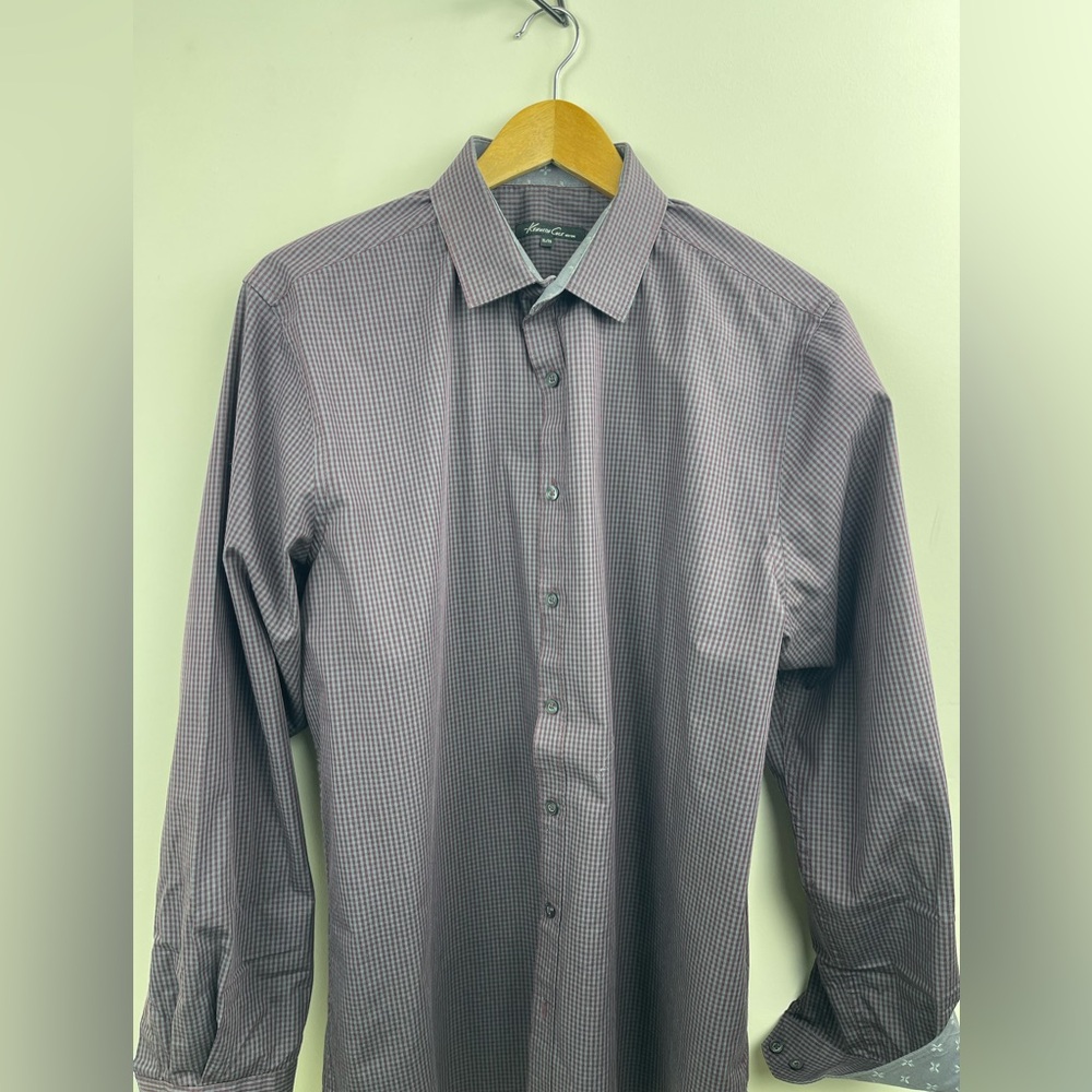 Kenneth Cole Men's Purple Plaid Dress Shirt